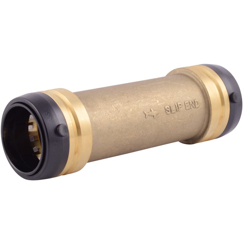 SharkBite 1-1/2 x 1-1/2 in Slip Coupling, Push-to-Connect Brass Plumbing Fitting, UXL0641 - Image 1